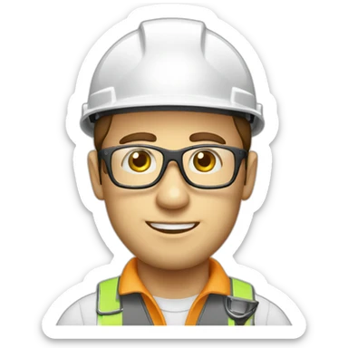 Construction engineer with safety glasses Caucasian sticker