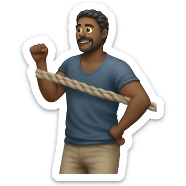 a man pulling rope sticker