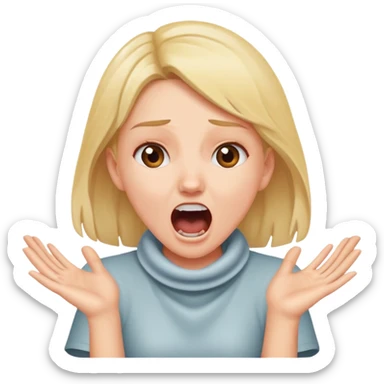 a girl screaming with her hands crossed around her neck sticker