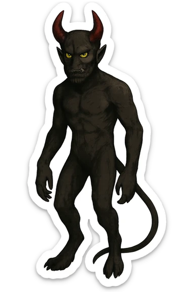 Extract the Demon character (second from right, red horns) from the image as a separate image with a transparent background, preserving the original style and quality. sticker
