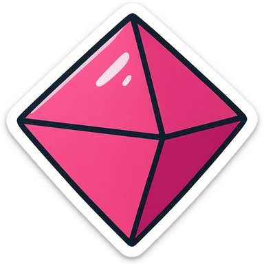 pink octahedron, vibrant toon style, playful sticker