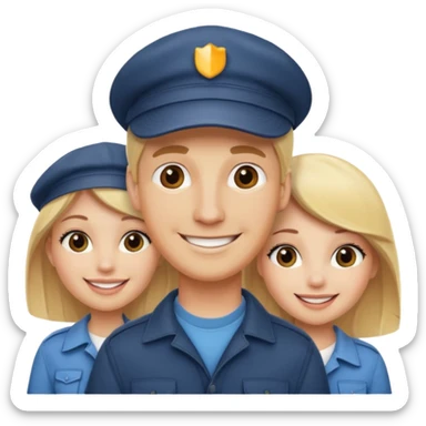 Two blonde women and a man with cap on  sticker