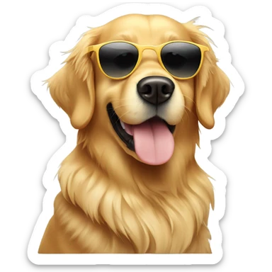 Golden retriever with sun glasses sticker