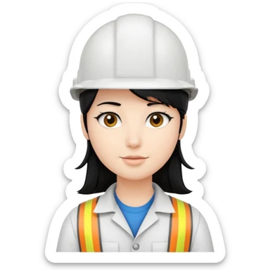 Ingeniera industrial casco blanco y cabello negro sticker