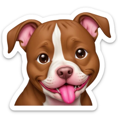 Brown pitbull giving kisses sticker