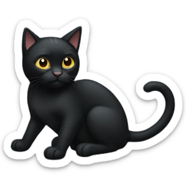 A black cat clawing at a blue sofa sticker
