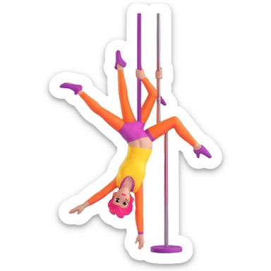 pole dancer, simple and playful, bright colors, minimal details sticker