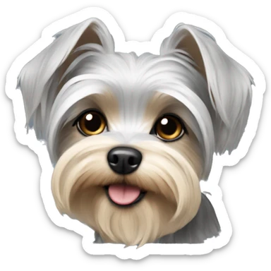 Grey Maltese Yorkie mix sticker