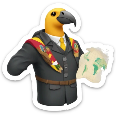 Condor vestido como turista y con un mapa del ecuador en la mano sticker