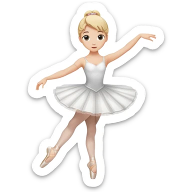 female ballet dancer, blond hair, white dress, standing on tiptoe sticker