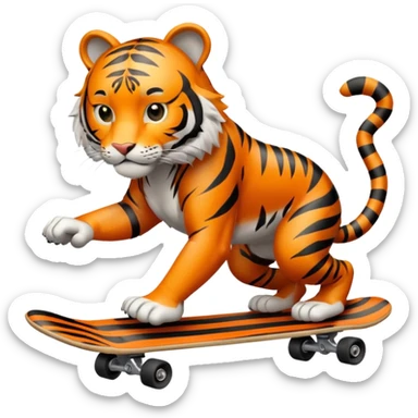 Tiger skateboarding  sticker