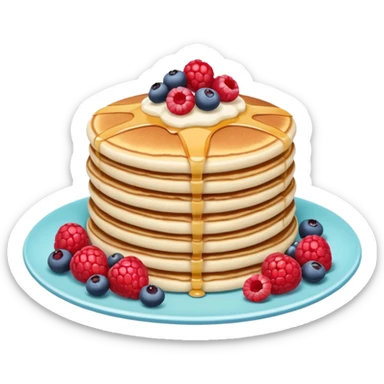 Thick and tall cottage cheese pancakes with berries on top sticker
