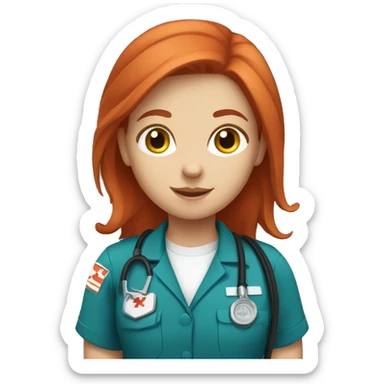 A redhead girl that is an emt sticker