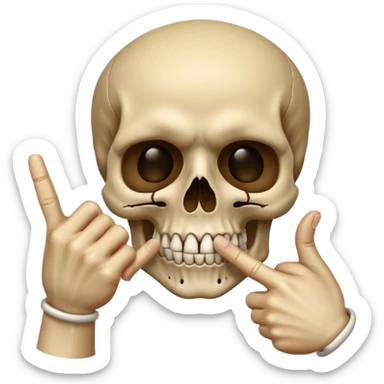 skull making a 'shh' gesture, finger to mouth sticker
