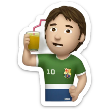 messi drinking yerba mate from a yerba mate gourd with a straw sticker