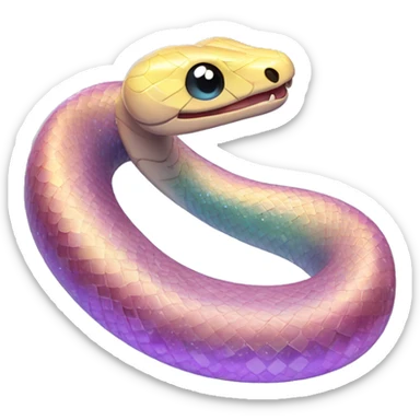 Sparkly glossy Pastel iridescent glass snake sticker