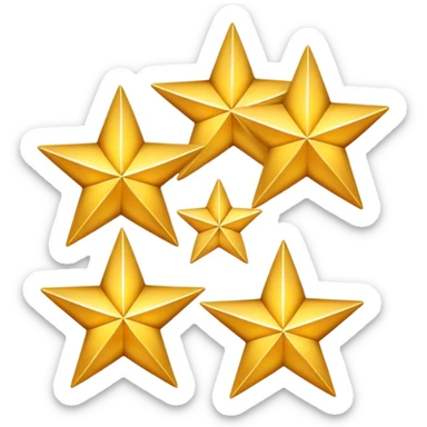 3 golden stars, one big in the center and two smaller on the sides sticker