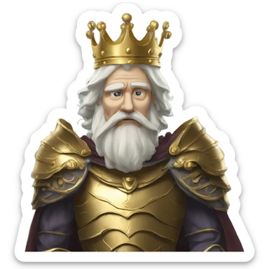 Vintage King hamlet old man big beard gold crown wearing armour fading ghost hands out trapped melting into wisps sticker