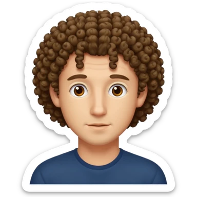 curly haired head cat man sticker