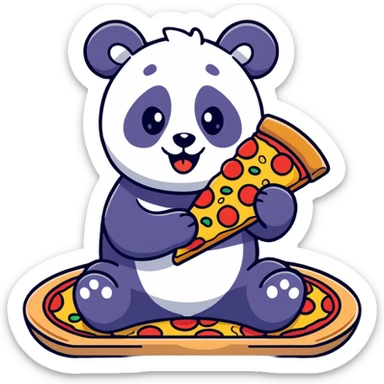 Panda eat pizza sticker