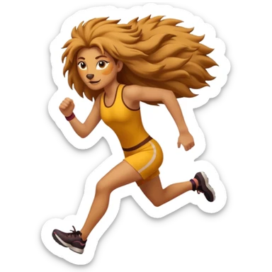 High resolution of a running women lion sticker