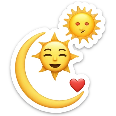 moon and sun with heart sticker