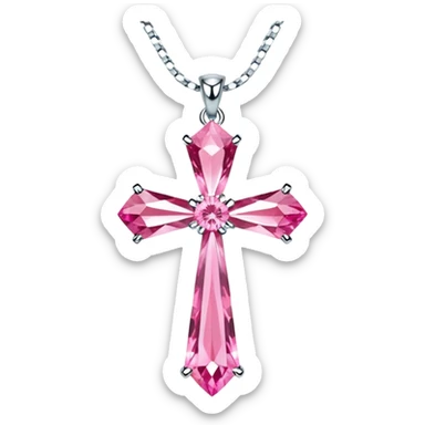 Pink Diamond Cross Pendant  sticker