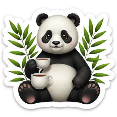 A panda with tea body sticker