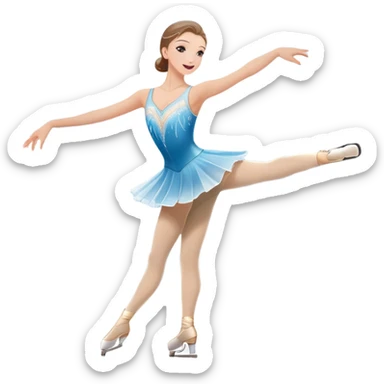 An icon featuring a graceful figure skater performing a spin on the ice. The background includes a grand ice rink palace with shining spotlights and cheering spectators in the stands. Transparent background highlights the elegance and artistry of figure skating sticker