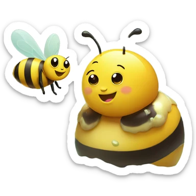 honey bathing a fat and happy bee sticker