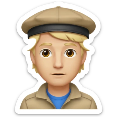 Homme fort blond chauve casquette sticker