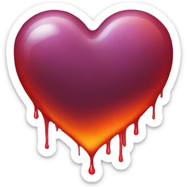bleeding red heart glowing red-orange sticker