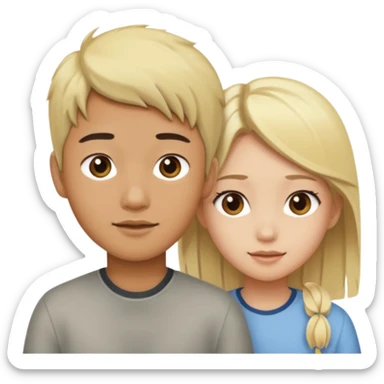 asian boy and blonde girl sticker