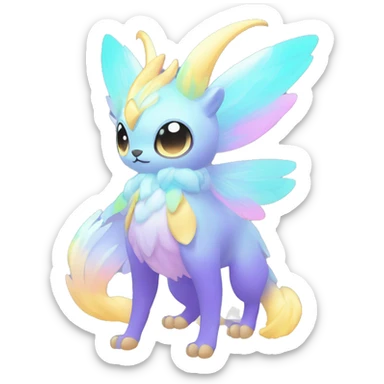 Shiny Shy Cool Colorful Pastel beautiful fantasy Kawaii Ethereal Sona Fakemon-animal Full Body sticker