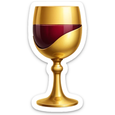 Golden goblet leaning slightly with wine inside sticker