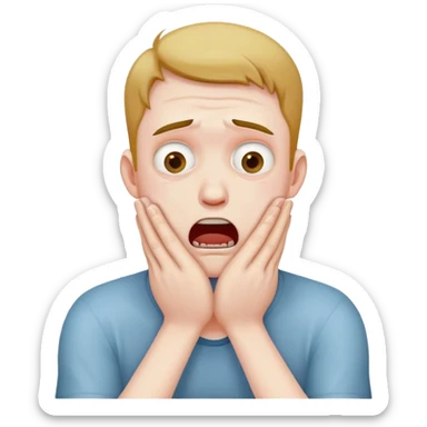 man screaming and choking himself with his hands sticker