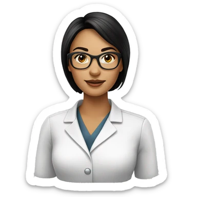 beautiful pharmacist lady with black hair wearing glasses sticker