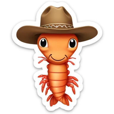 Shrimp wearing a cowboy hat and bandanna  sticker