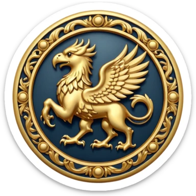 Golden griffin crest / brosch in a circle sticker