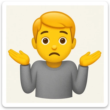 yellow boy light grey shirt shrugging emoji sticker