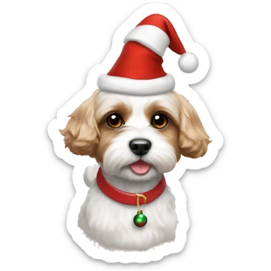 Cavachon with Christmas hat  sticker