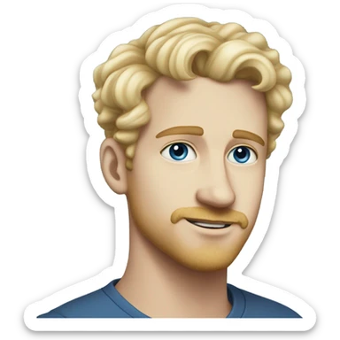 3/4 profile light curl blonde 30yo man blue eyed pale skin sticker