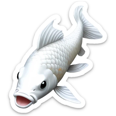 Platinum pure white long finned  koi fish sticker