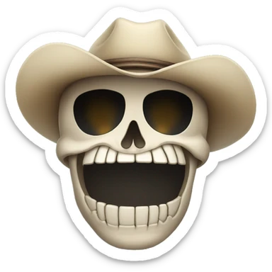 Skull crying tears of laughter wearing a cowboy hat sticker