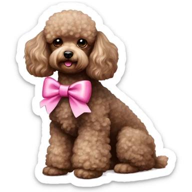 Toy poodle with pink bow sticker
