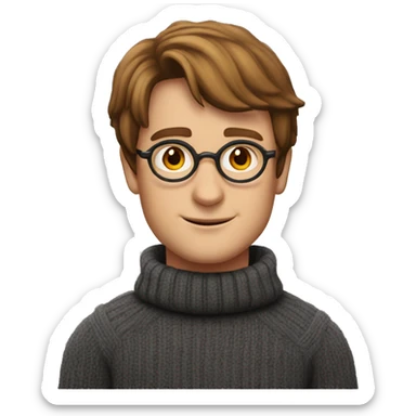 Harry Potter wearing a turtleneck sweater and birthday hat sticker