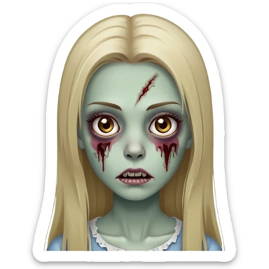 zombie girl with long straight dark blonde hair and beautiful eyelashes sticker