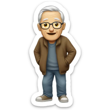 old man cossing street sticker