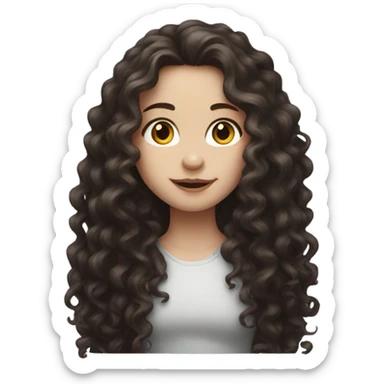 Pale girl with dark brown long curly hair  sticker