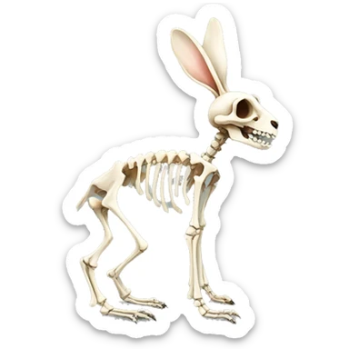 A full-length rabbit skeleton with crosses over its eyes sticker